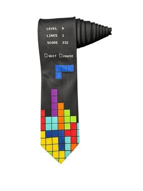 Vintage Game Neckwear Tetris Blocks Video Game Retro Novelty Necktie